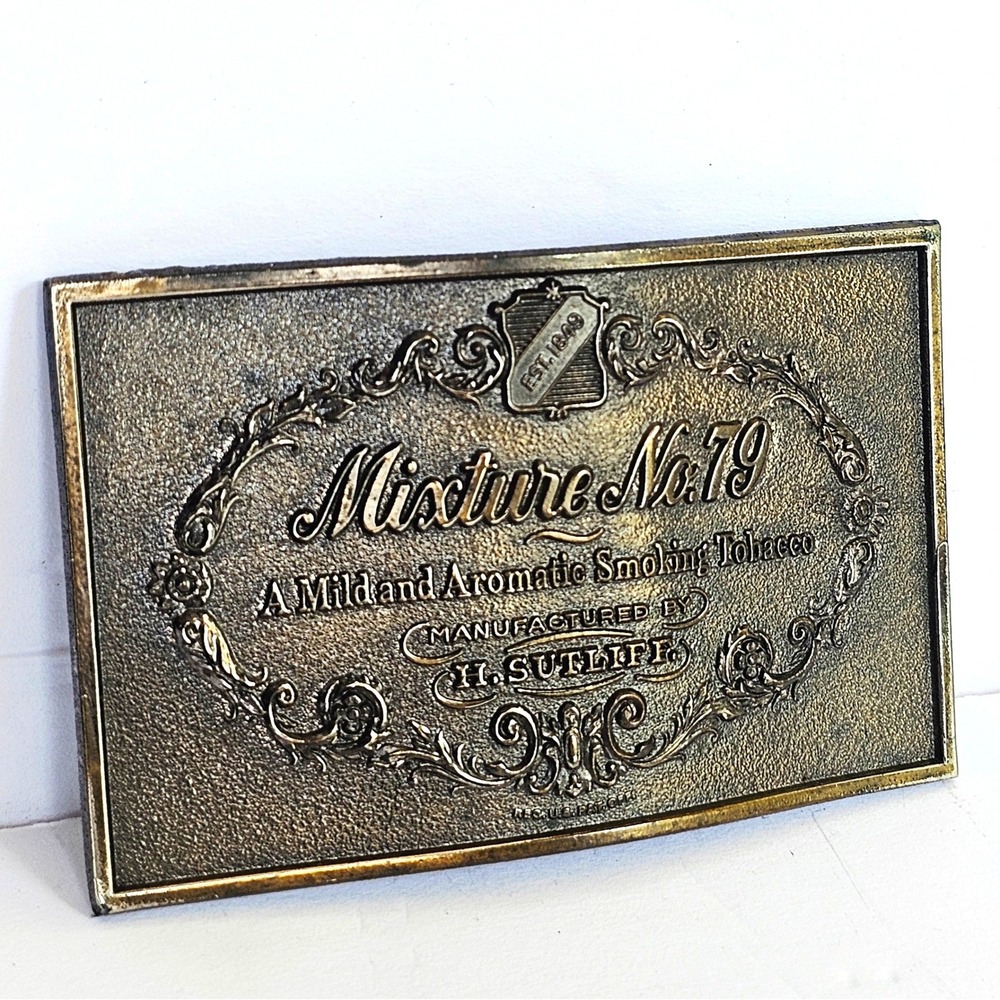 Vintage Lewis Buckles Mixture No 79 Tobacco Brass Belt Buckle H Sutliff USA Made